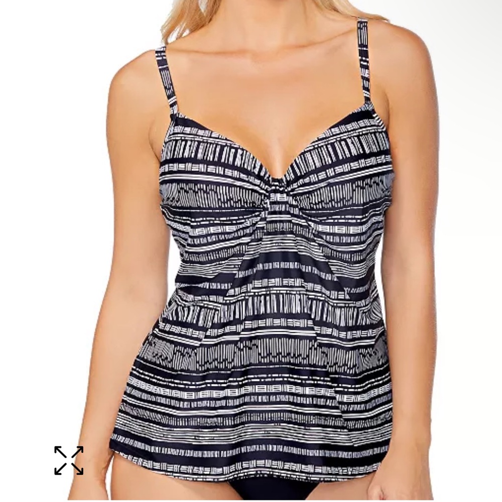 ISLAND ESCAPE Scorpio Underwire Tankini Top Women's 6 Black Pullover Sleeveless~